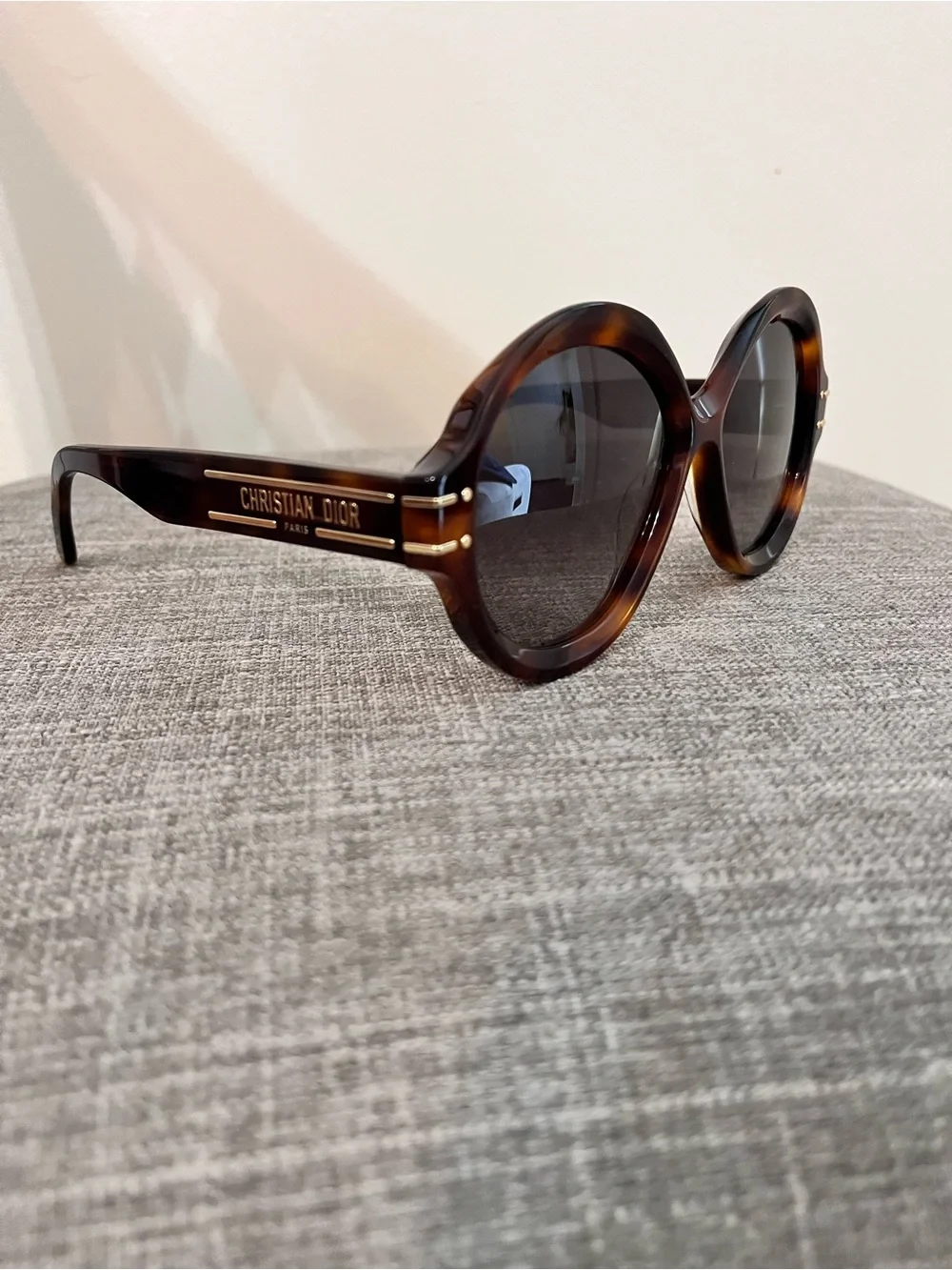 Dior Round Tortoiseshell Sunglasses with Dark Brown Lenses